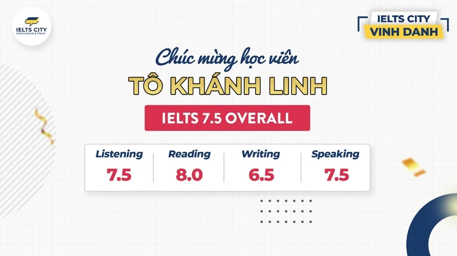 Học viên Tô Khánh Linh đạt 7.5 overall