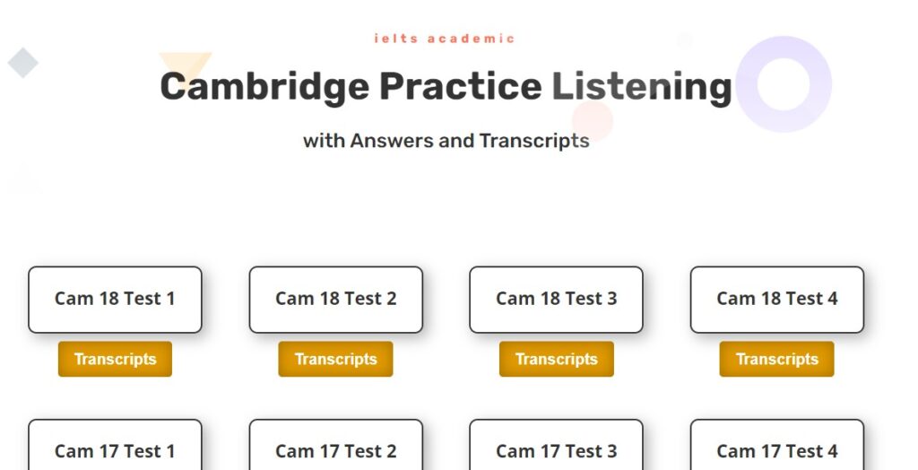 Website IELTS Listening test online - IELTS Training Online