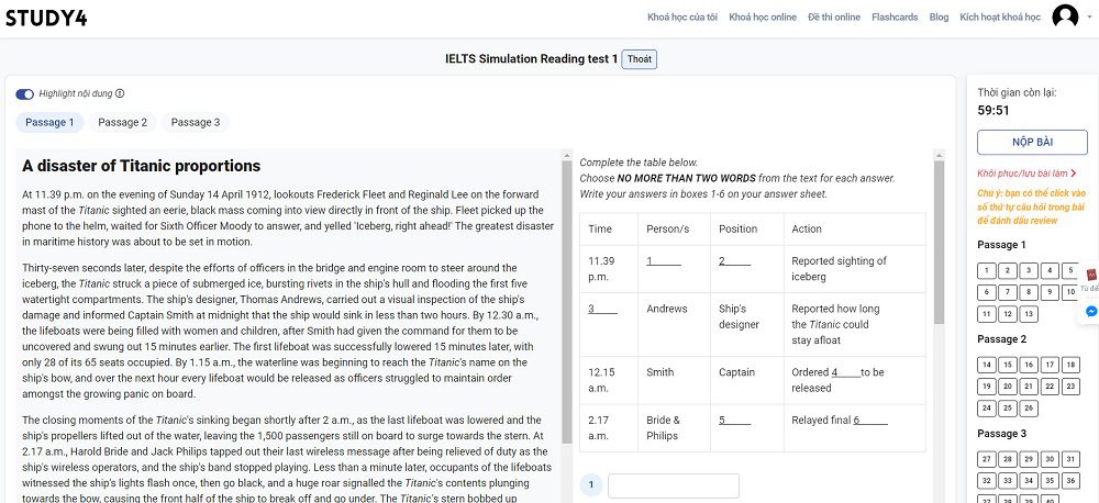test reading ielts online trên study4