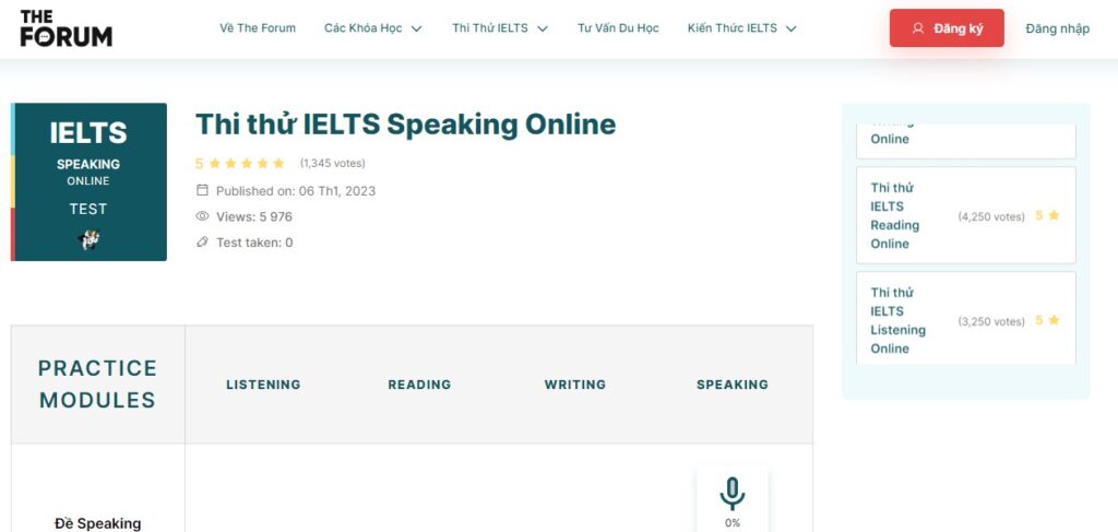 Website test IELTS Speaking Online - The Forum