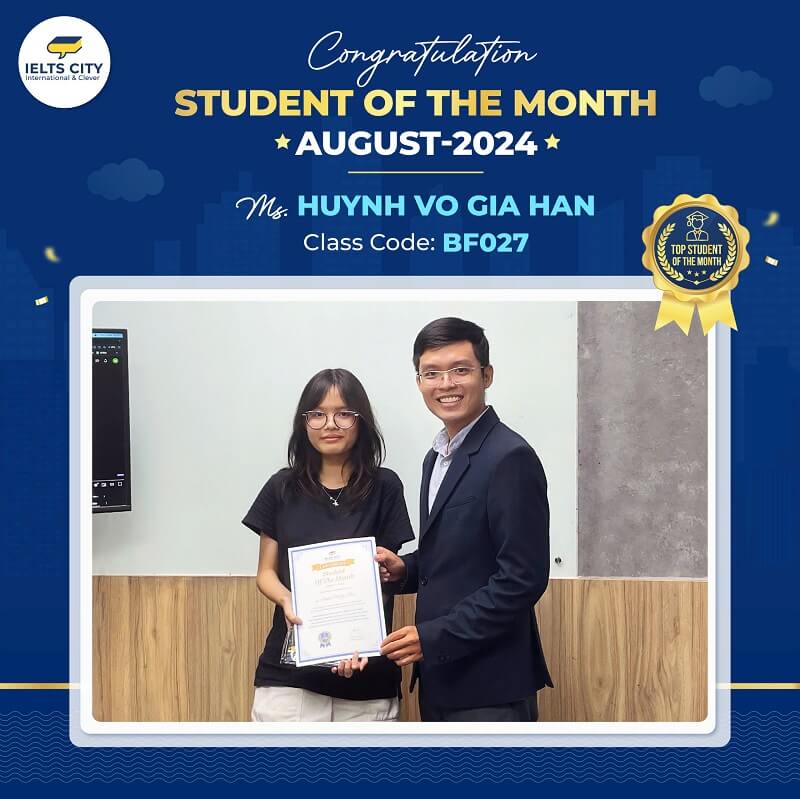 IELTS CITY Student of the month - August 2024